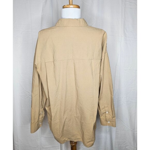 Madewell Signature Poplin Oversize Shirt Button Up Relaxed Long Sleeve Khaki M - Picture 6 of 13